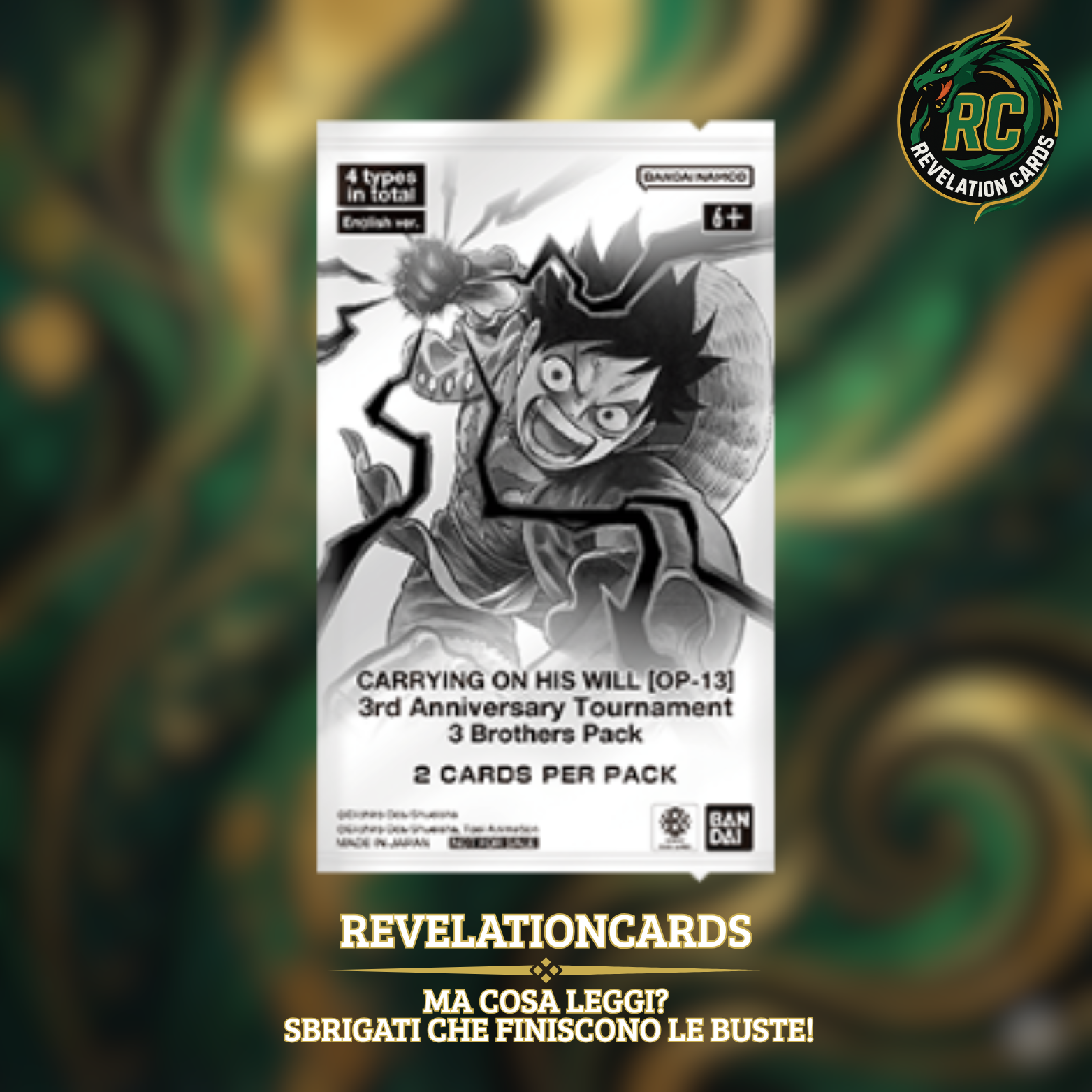 🏴☠️ One Piece Card Game – 3rd Anniversary Tournament “3 Brothers” Pack (Bustina)