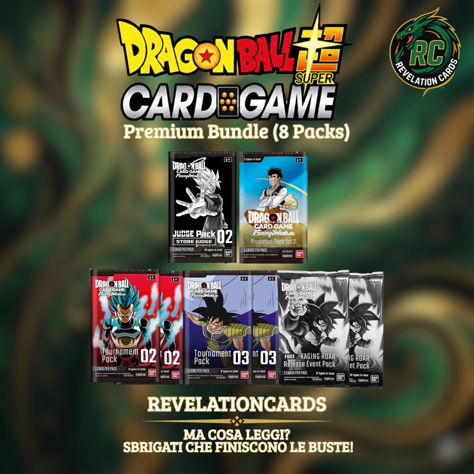 🐉 Dragon Ball Super Card Game – Fusion World Premium Bundle (8 Packs)