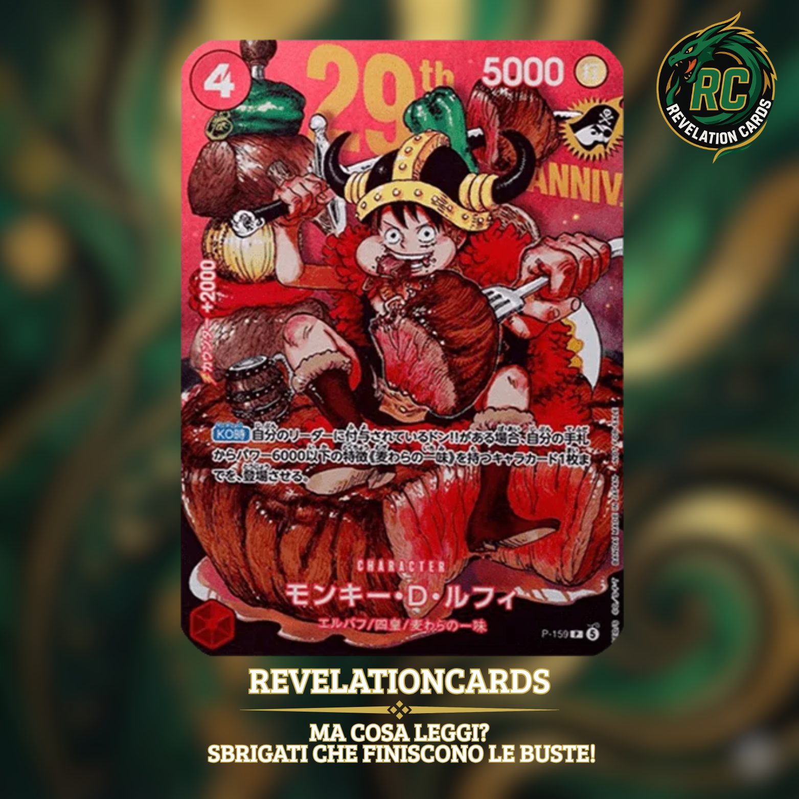 🏴☠️ One Piece Card Game – Promo Luffy P-159 Foil 29th Anniversary Shonen Jump