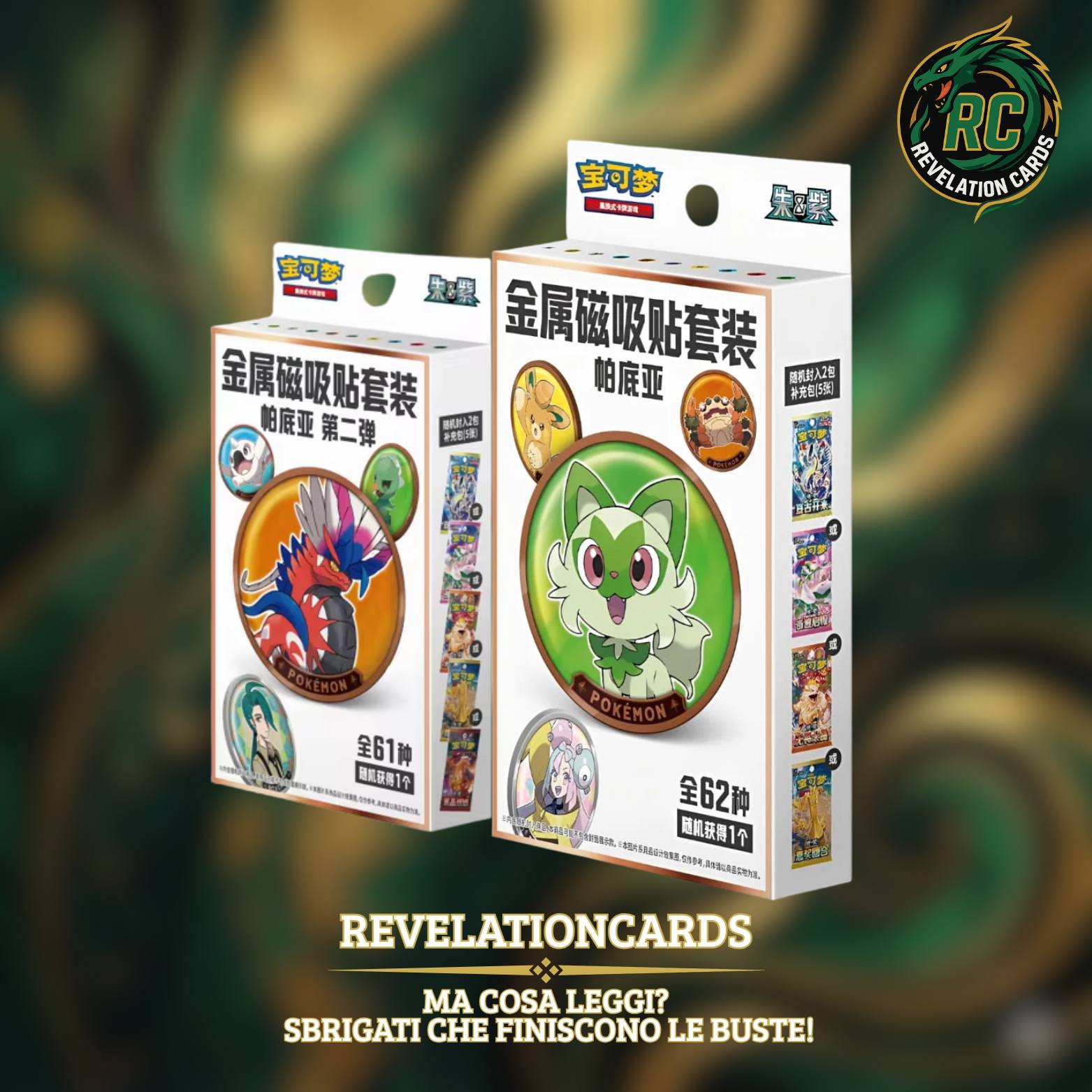 🧲 Set di Magneti Metallici Pokémon –  (Cinese Semplificato)